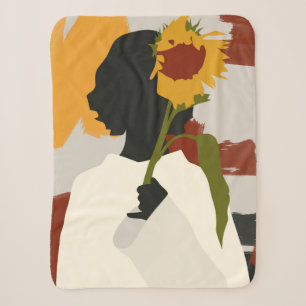 Schattenhaftes Soul mit Sonnenblumendruck Sherpadecke