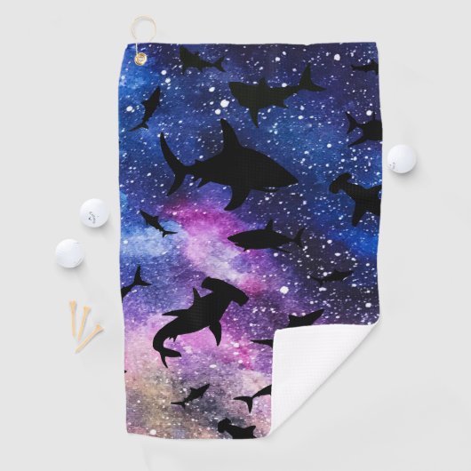 Schattenhai Haiwal in Gradientengalaxie Weltraum Golfhandtuch (Insitu)