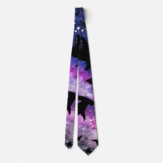 Schattenhai Haiwal in Gradientengalaxie Weltraum Krawatte (Rückseite)