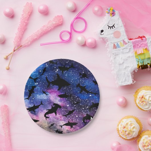 Schattenhai Haiwal in Gradientengalaxie Weltraum Pappteller (Party)