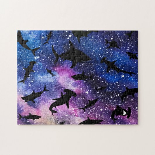 Schattenhai Haiwal in Gradientengalaxie Weltraum Puzzle (Horizontal)