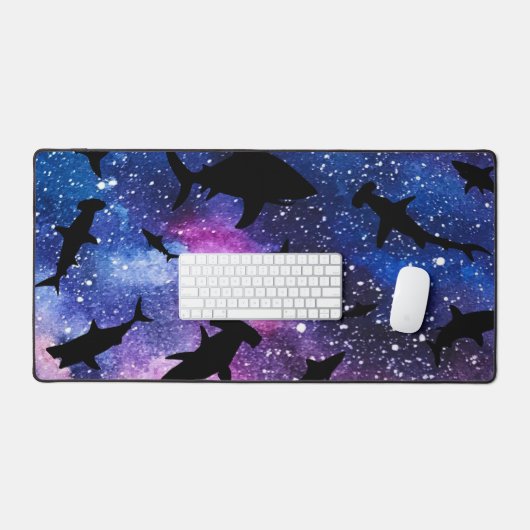 Schattenhai Haiwal in Gradientengalaxie Weltraum Schreibtischunterlage (Tastatur & Maus)