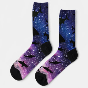 Schattenhai Haiwal in Gradientengalaxie Weltraum Socken