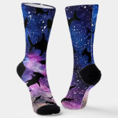 Schattenhai Haiwal in Gradientengalaxie Weltraum Socken (Gewinkelt)