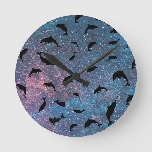 Schattenhai in der Galaxie des Gefälle Runde Wanduhr (Vorderseite)