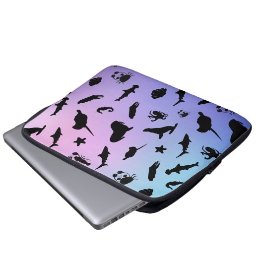 Schattenhai Siegel Wal crab auf Galaxie Ozean Laptopschutzhülle (Vorne Knopf)