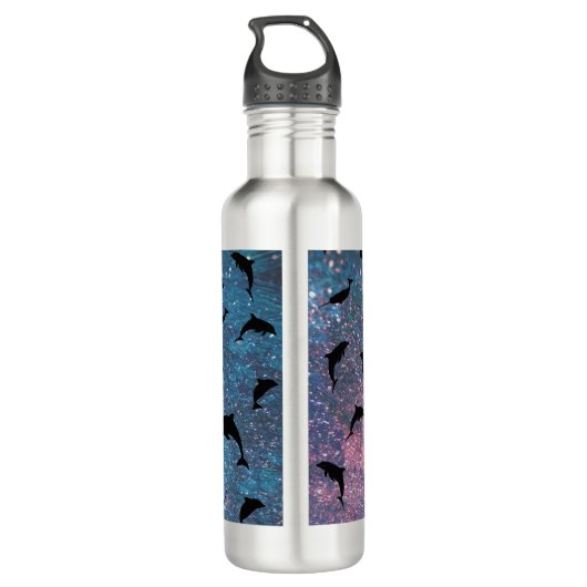 Schattenhai-Wal in Gradientengalaxie Edelstahlflasche (Rückseite)