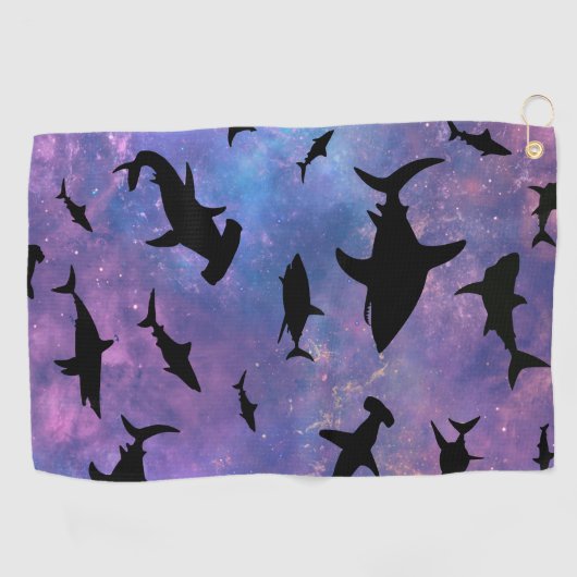 Schattenhai-Wal in Gradientengalaxie Golfhandtuch (Horizontal)