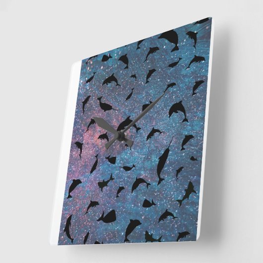 Schattenhai-Wal in Gradientengalaxie Quadratische Wanduhr (Winkel)