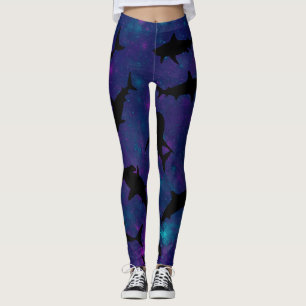 Schattenhai-Walgefälle farbige Galaxie Leggings
