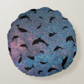 Schattenhai-Walgefälle farbige Galaxie Rundes Kissen (Rückseite)