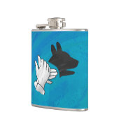 Schattenhund auf blau flachmann (Links)