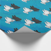 Schattenhund auf blau geschenkpapier (Ecke)