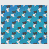 Schattenhund auf blau geschenkpapier (Flach)