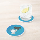 Schattenhund auf blau getränkeuntersetzer (Seite)