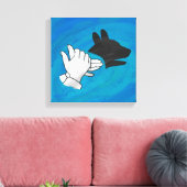 Schattenhund auf blau leinwanddruck (Insitu (Wohnzimmer))