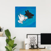 Schattenhund auf blau poster (Heimbüro)