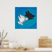 Schattenhund auf blau poster (Küche)
