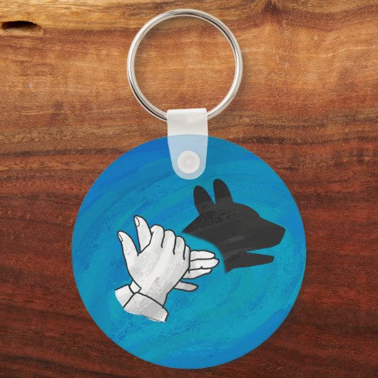 Schattenhund auf blau schlüsselanhänger (Vorderseite)