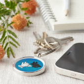 Schattenhund auf blau schlüsselanhänger (Seite)