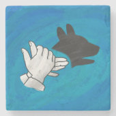 Schattenhund auf blau steinuntersetzer (Vorderseite)