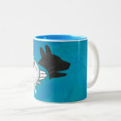 Schattenhund auf blau zweifarbige tasse (VorderseiteRechts)