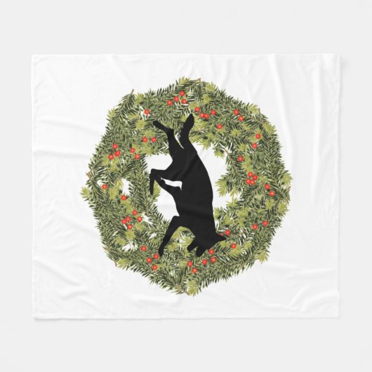 Schattenhund Silhouette Fleecedecke (Vorderseite (Horizontal))