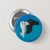 Schattenkamel auf Blau Button (Vorne & Hinten)