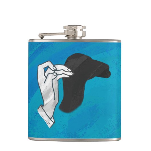Schattenkamel auf Blau Flachmann (Vorderseite)