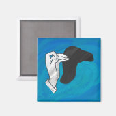 Schattenkamel auf Blau Magnet (Vorderseite/Rückseite)