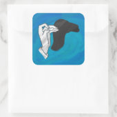 Schattenkamel auf Blau Quadratischer Aufkleber (Tasche)