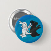 Schattenkaninchen auf Blau Button (Vorne & Hinten)