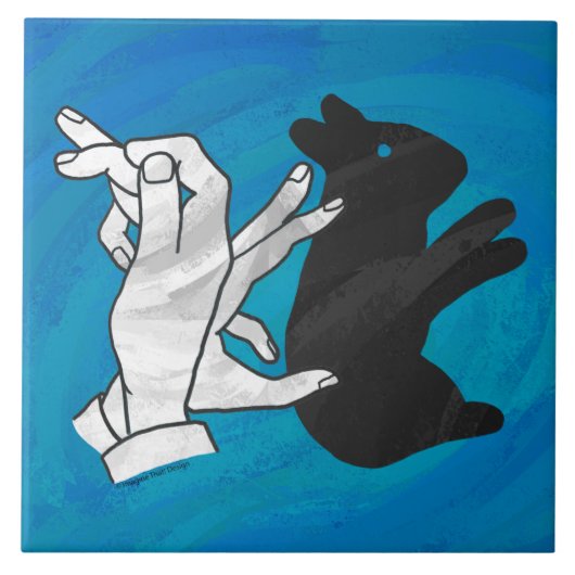 Schattenkaninchen auf Blau Fliese (Vorderseite)