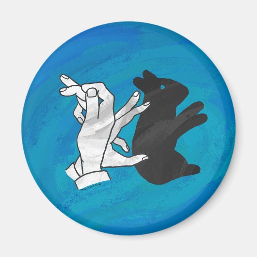 Schattenkaninchen auf Blau Magnet (Vorne)