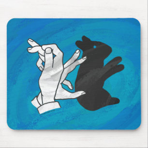 Schattenkaninchen auf Blau Mousepad