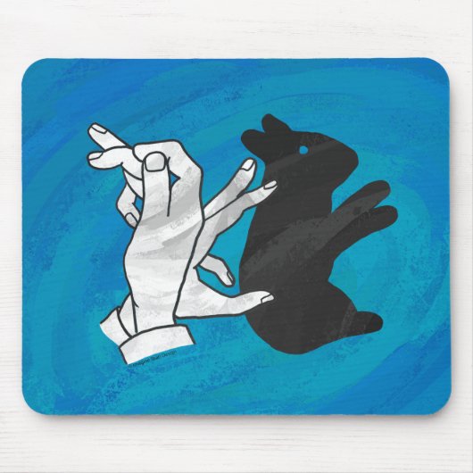 Schattenkaninchen auf Blau Mousepad (Vorne)