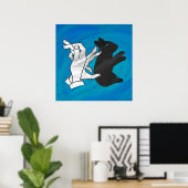 Schattenkaninchen auf Blau Poster (Heimbüro)