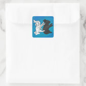 Schattenkaninchen auf Blau Quadratischer Aufkleber (Tasche)