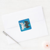 Schattenkaninchen auf Blau Quadratischer Aufkleber (Umschlag)