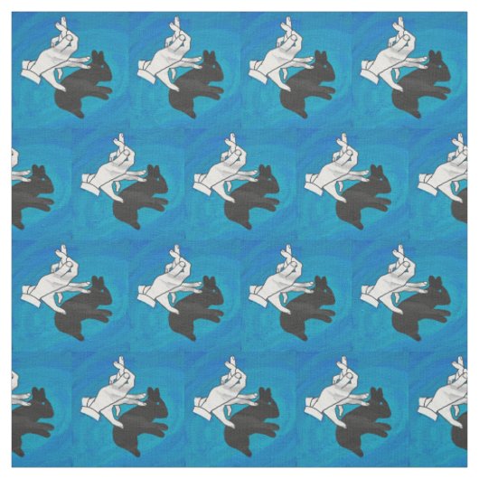 Schattenkaninchen auf Blau Stoff (Muster)
