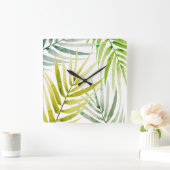Schattenpalmen Quadratische Wanduhr (Zuhause)