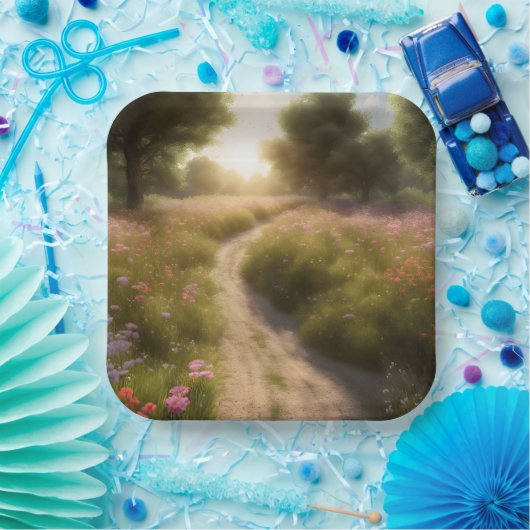 Schattenpfad auf der Wiese der Wildblume Pappteller (Party)