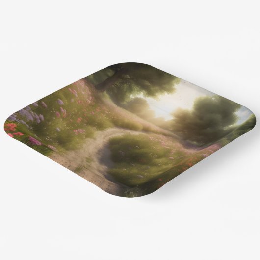 Schattenpfad auf der Wiese der Wildblume Pappteller (Gewinkelt)