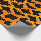 Schattenpuppet Orange Halloween-Fledermausmuster  Geschenkpapier (Ecke)