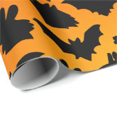 Schattenpuppet Orange Halloween-Fledermausmuster Geschenkpapier (Rolleneckpunkt)