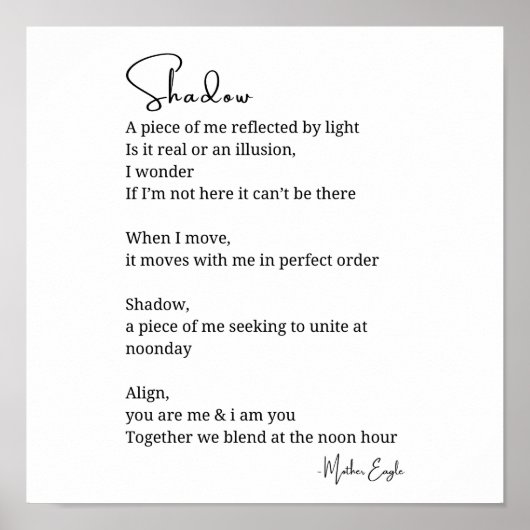 SchattenSelbstreflexion Ermutigung Inspirationsged Poster (Vorne)