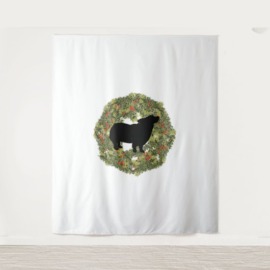 SchattenSilhouette Fluffy Schwanz Hund in einem Kr Wandteppich (Vorderseite)