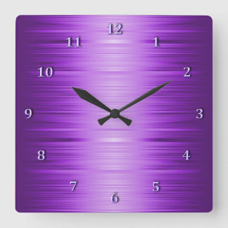 Schattenspendende Lila Violett-Lavendel-Quadrat-Uh Quadratische Wanduhr