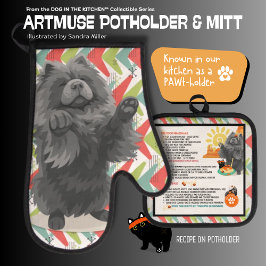 SCHATTIERTE LADY -CHOW DOG Ofenhandschuh und Topfl & Topflappen-Set