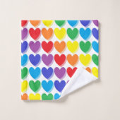 Schattierte Regenbogen-Herzen Badhandtuch Set (Waschlappen)